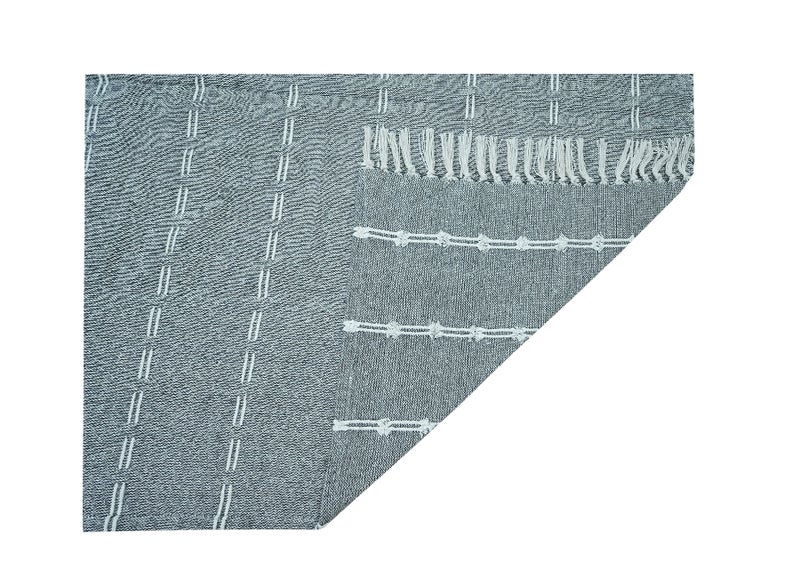 Ambrosia 130 × 160 سم بطانية رمي 100% قطن بلون رمادي فحمي 400GSM ناعمة مزينة بحواف بوهيمية غطاء أريكة عداء سرير ديكور منزلي مريح - Image 3